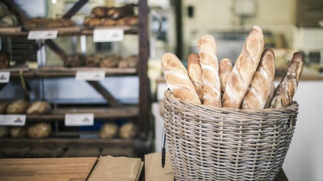 bread baguette in a bakery