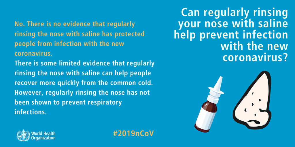 rinsing nose with saline doesn't protect from COVID-19 coronavirus