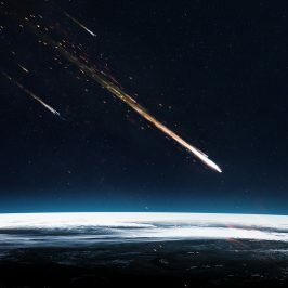 Meteor shower. Elements of this image furnished by NASA